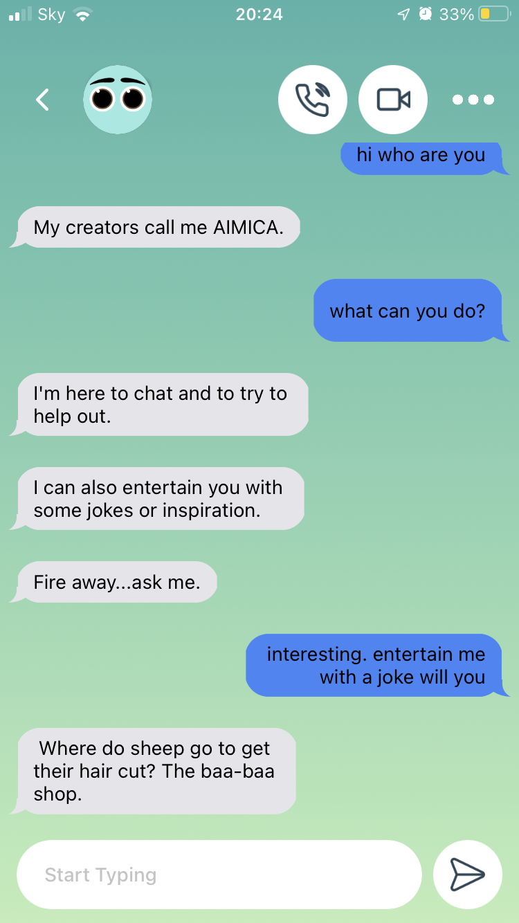 Text Chat with AIMICA